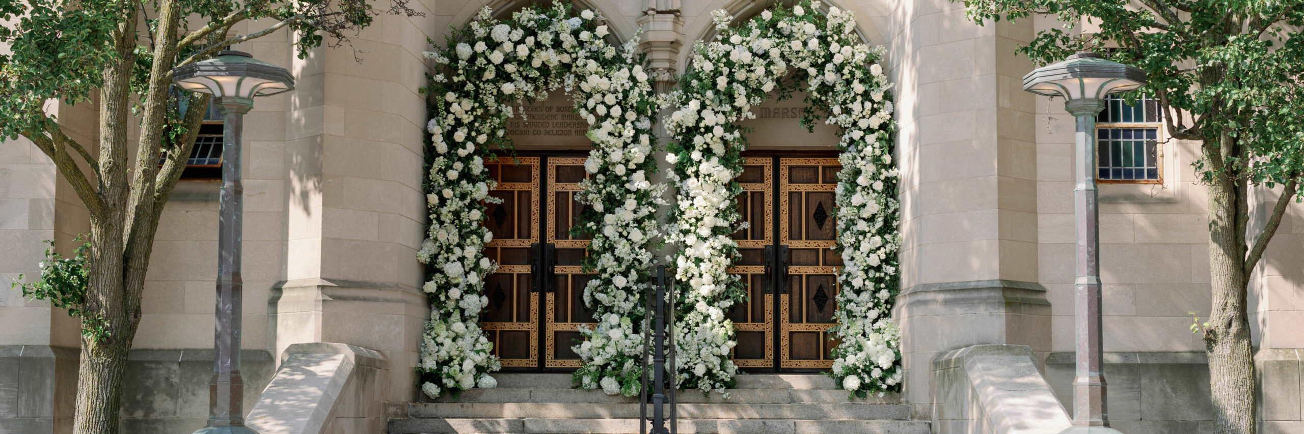 Luxury wedding florist Boston Stoneblossom floral installation