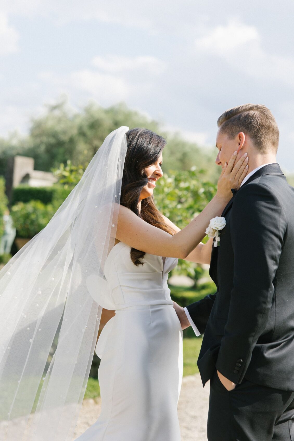 Jennifer and Travis sharing a quiet moment before the ceremony