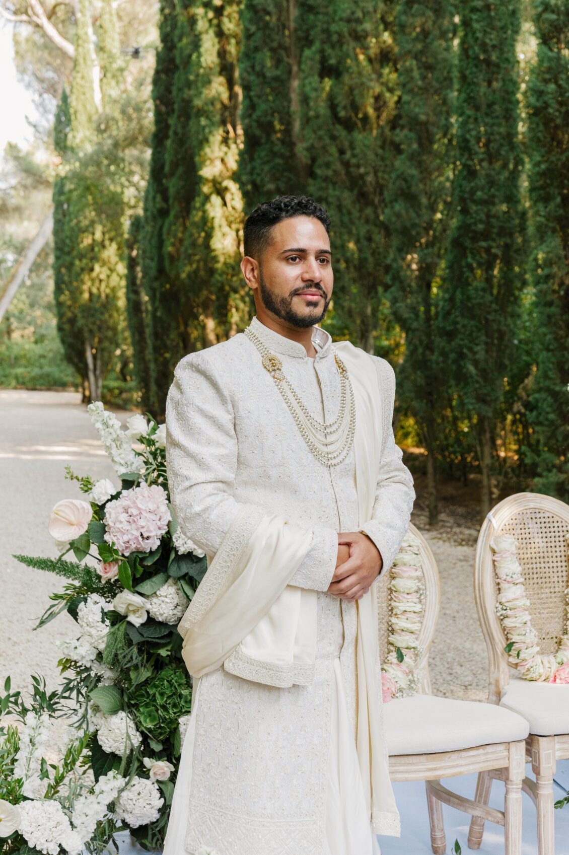 Brittney and Zeus during their intimate ceremony at Château Martinay