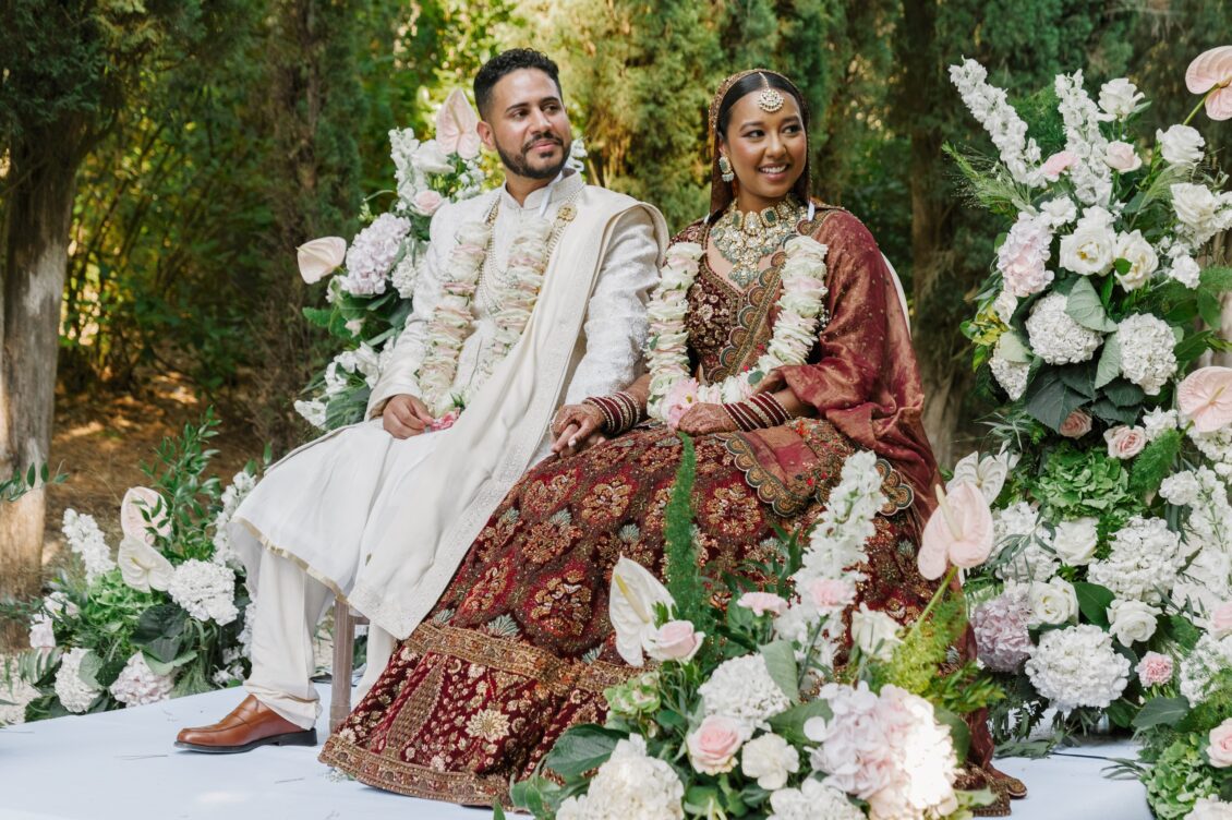 Brittney and Zeus during their intimate ceremony at Château Martinay