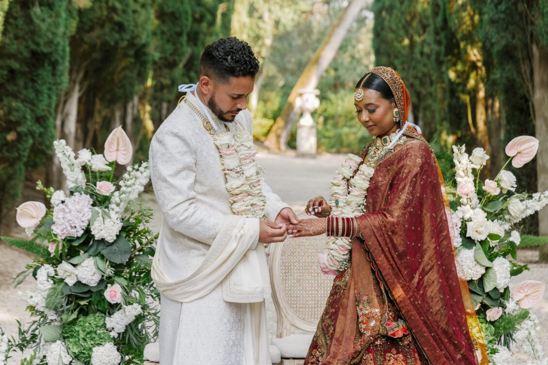Brittney and Zeus during their intimate ceremony at Château Martinay