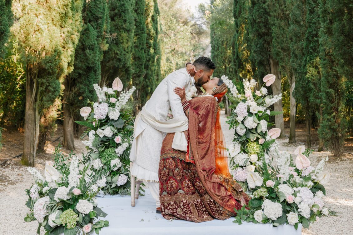 Brittney and Zeus during their intimate ceremony at Château Martinay