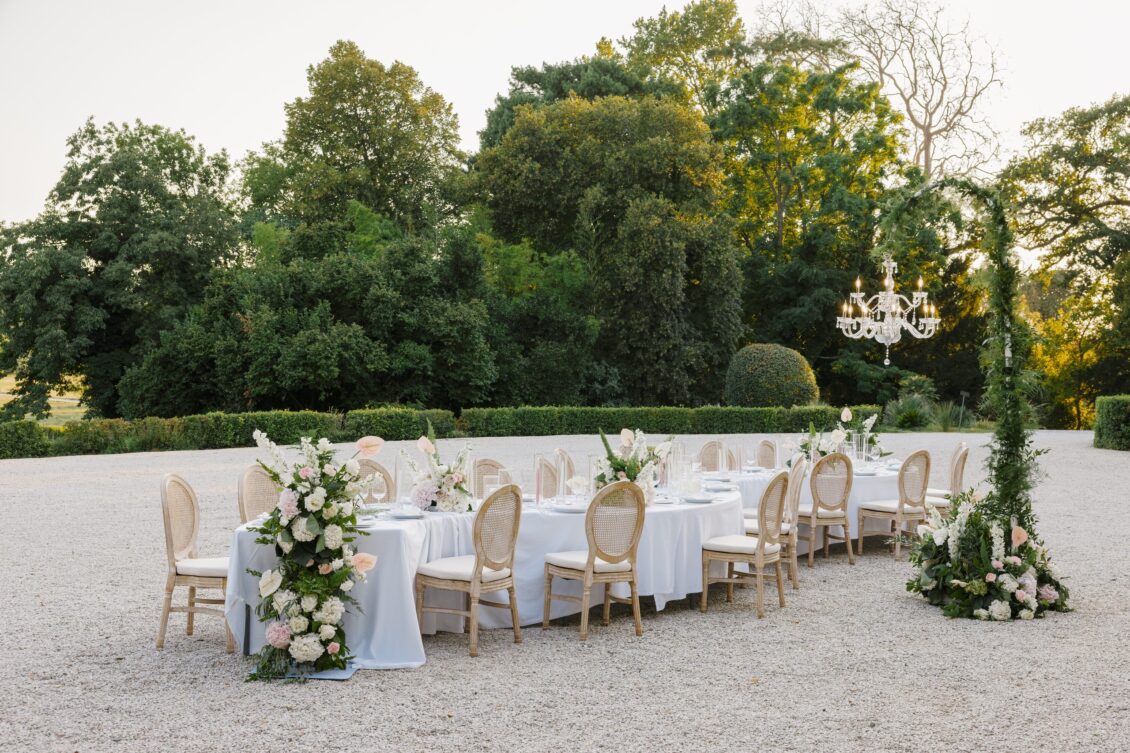 Brittney and Zeus’s outdoor wedding reception at Château Martinay