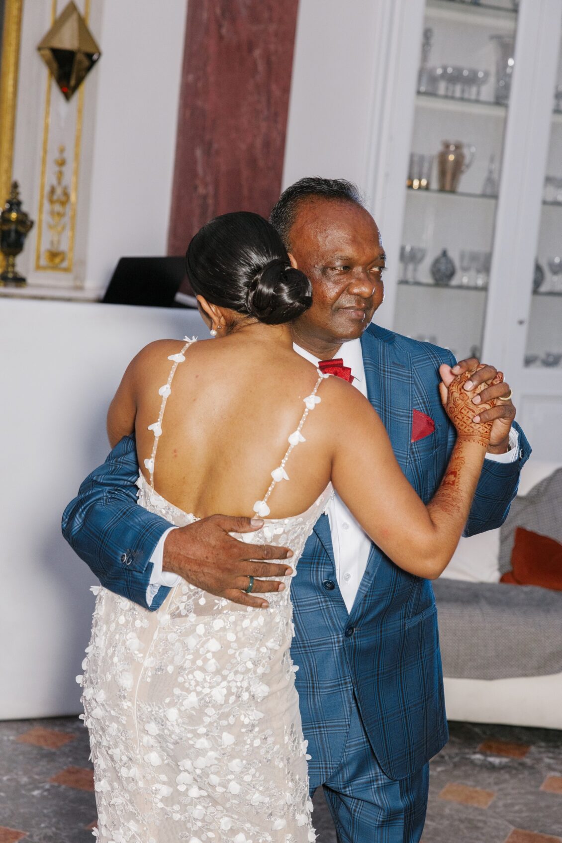 Brittney and Zeus celebrating on the dance floor at Château Martinay