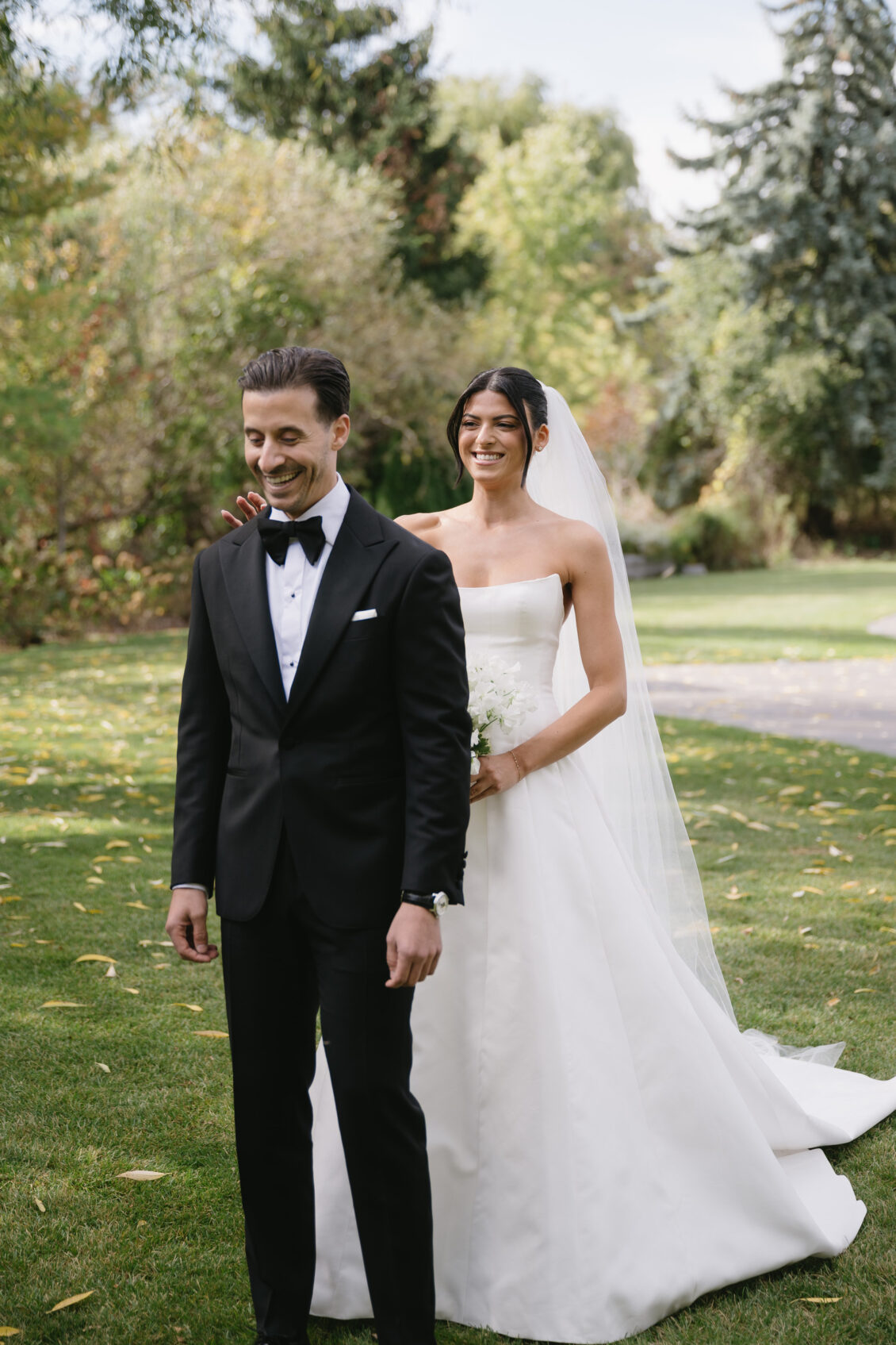 Erica and Anthony share their first look outdoors.