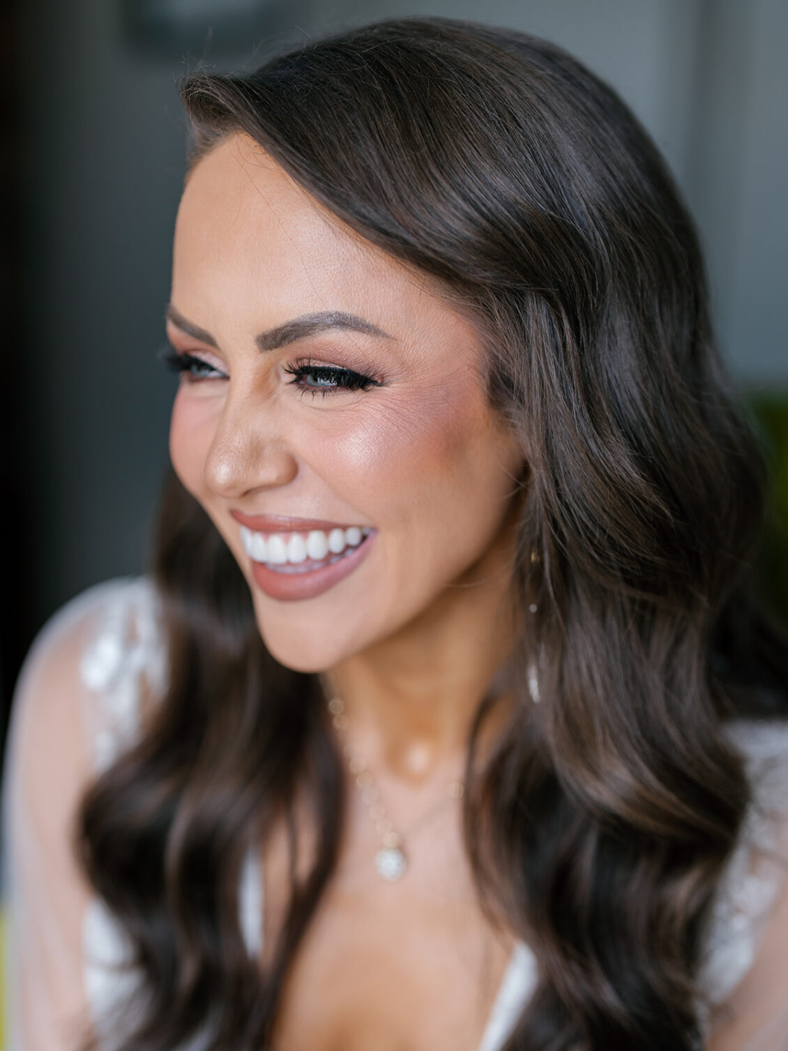 Finished bridal beauty close-up.