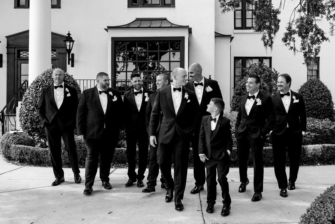 Bride, groom, and wedding party portraits at White House Biloxi on the Mississippi Gulf Coast.