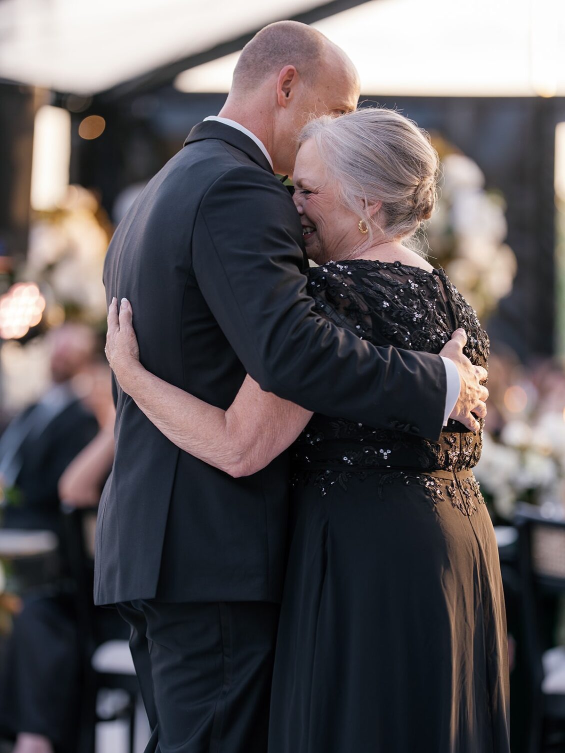 Black-tie wedding reception at White House Biloxi in Biloxi, Mississippi.