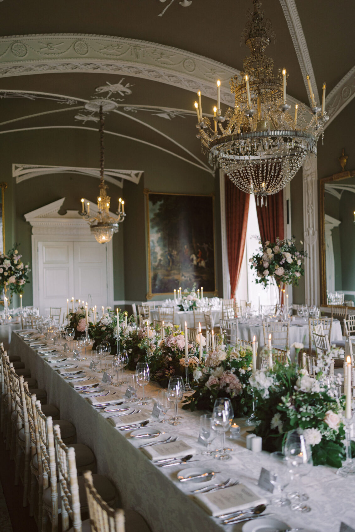 Candlelit banquet table at Luttrellstown Castle Resort