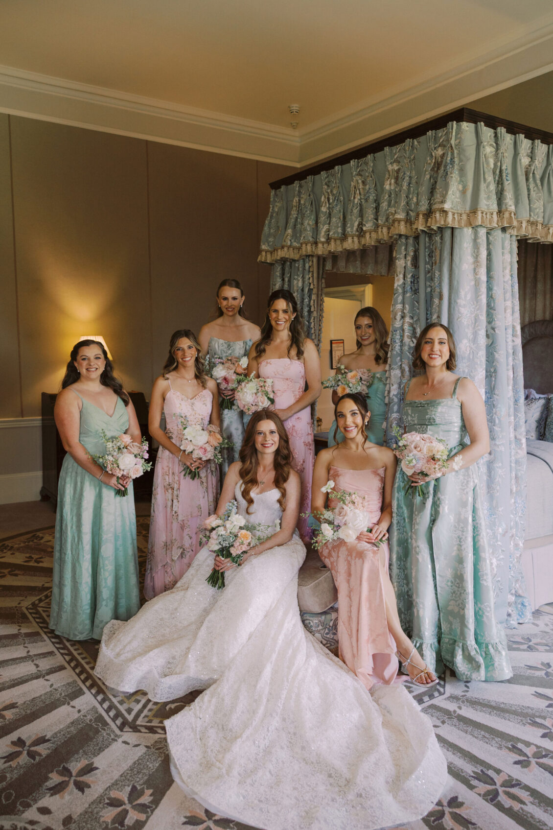 Bride with bridesmaids at Luttrellstown Castle Resort