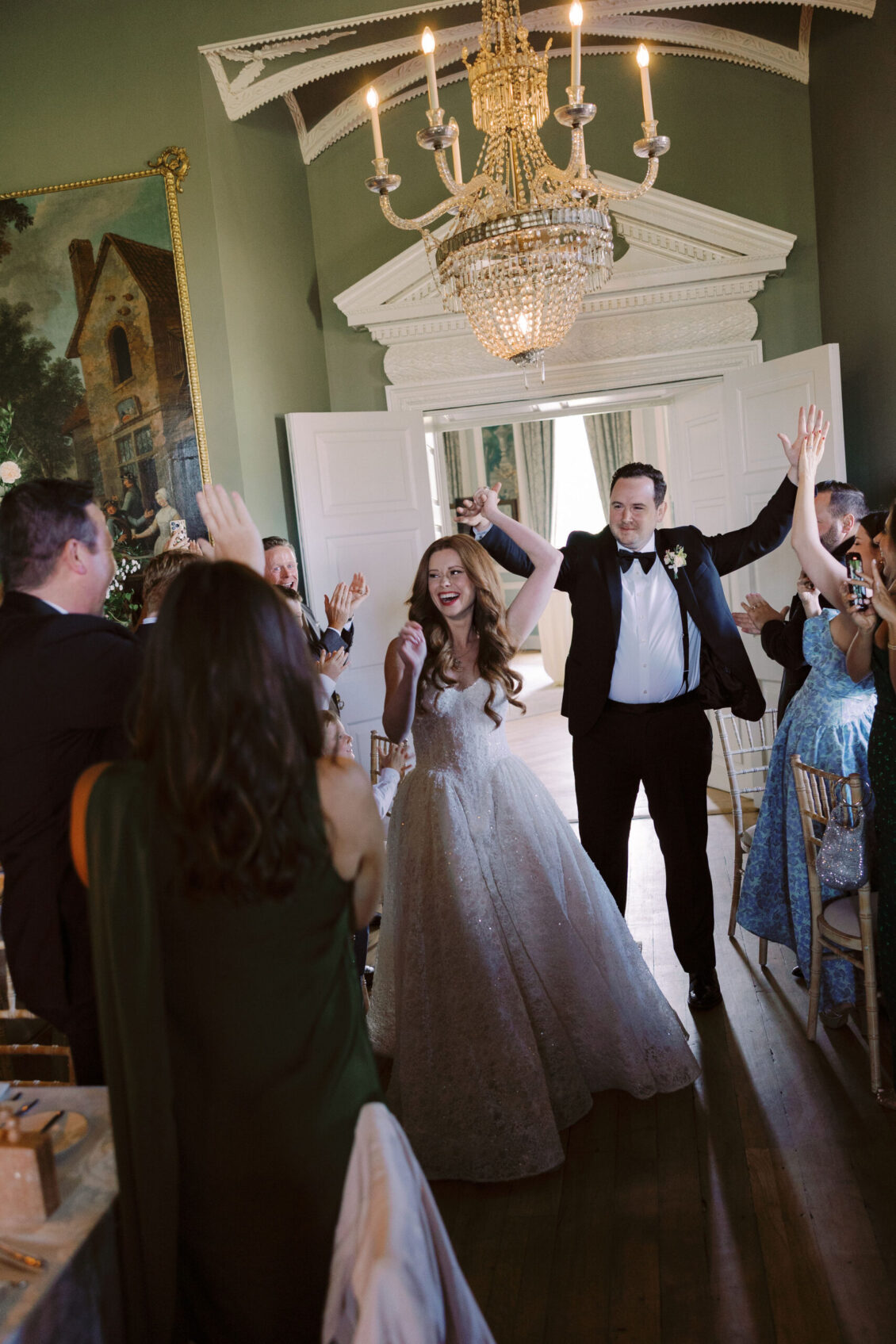 Newlyweds celebrating with guests at Luttrellstown Castle Resort
