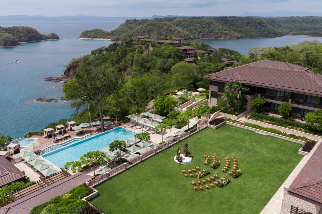 Clifftop view of Nekajui, a Ritz-Carlton Reserve, overlooking the Pacific in Costa Rica