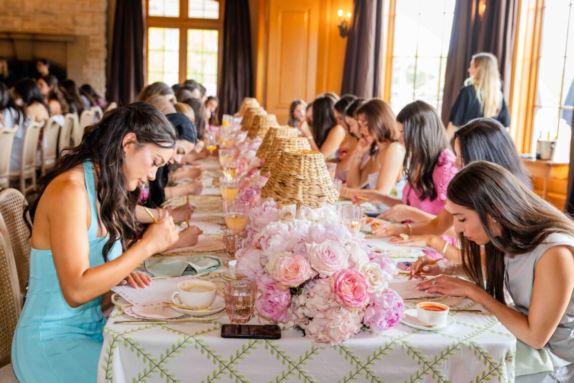 Guests completing games together at the brunch table